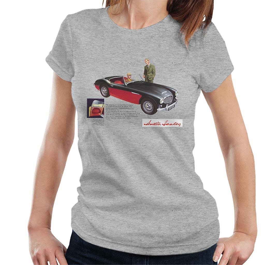 Austin Healey Black 100 Six British Motor Heritage Women's T-Shirt Heather Grey Small