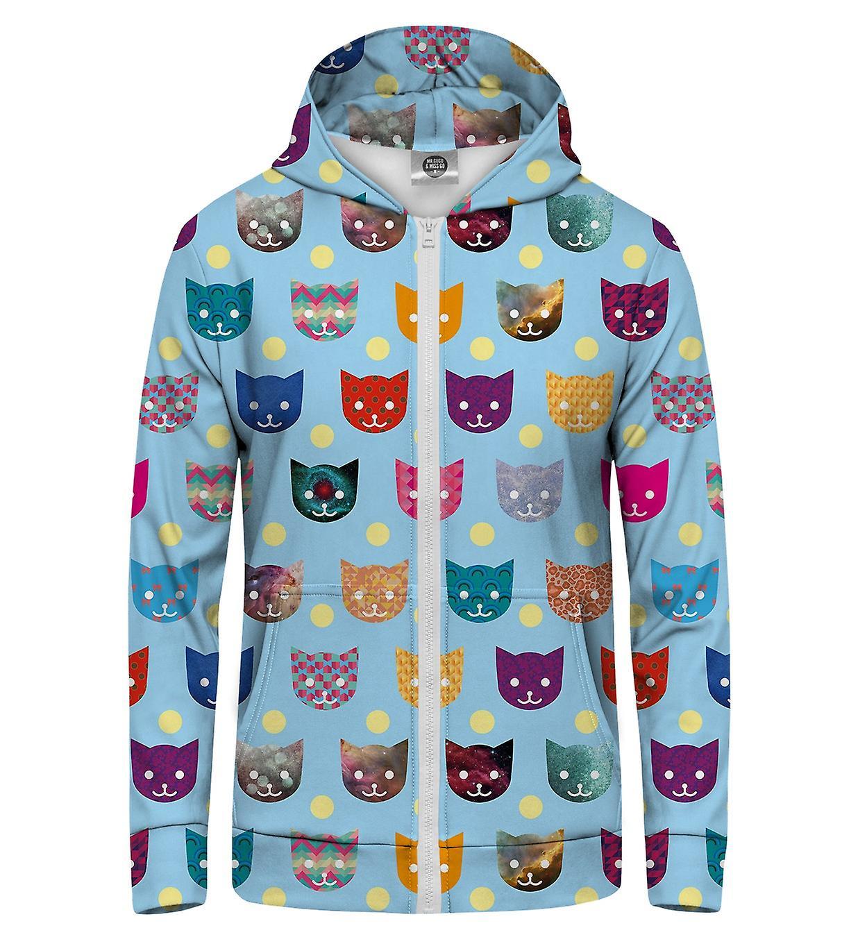 Mr Gugu & Miss Go Mr. GUGU & Miss GO Funny Cats Hoodie Kangaroo Zip Up blue M