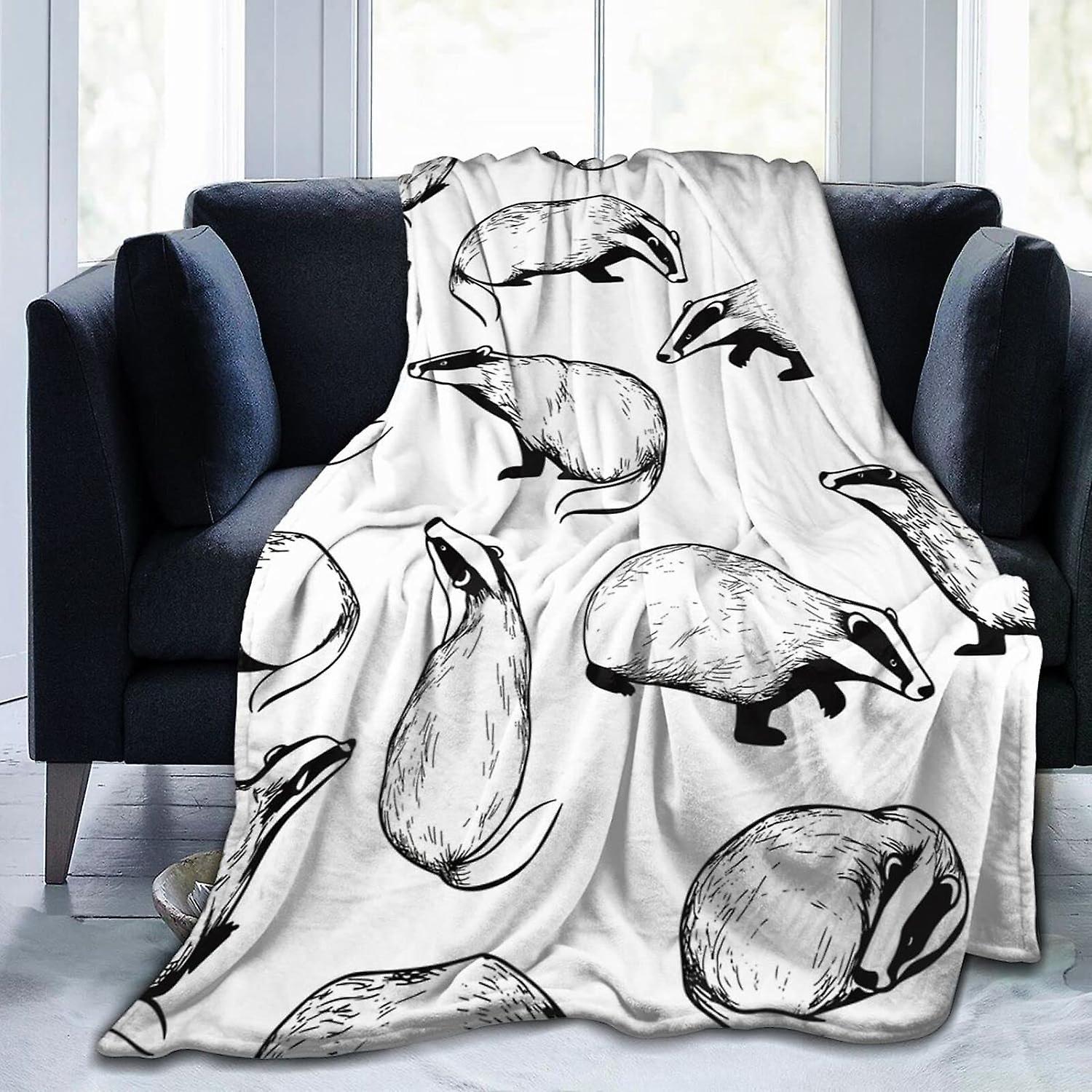 Kerota Badgers Flannel Throw Blanket Lightweight Soft Cozy Washable for Sofa Couch Bed 50x40in 125x100cm