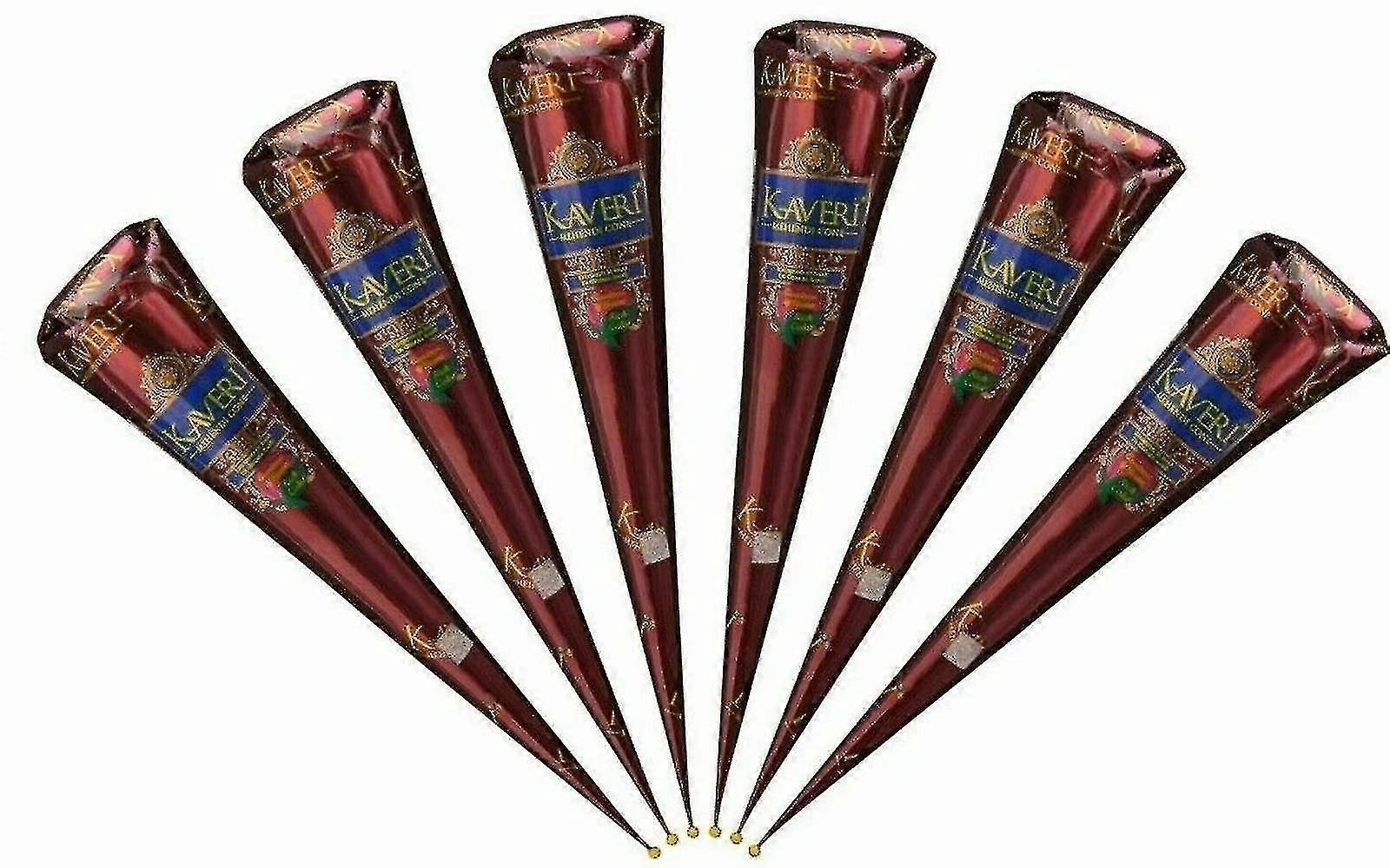 Zhiyi 6 Fresh Quality Dark Brown Natural Henna Mehndi Cones Temperory Tattoos