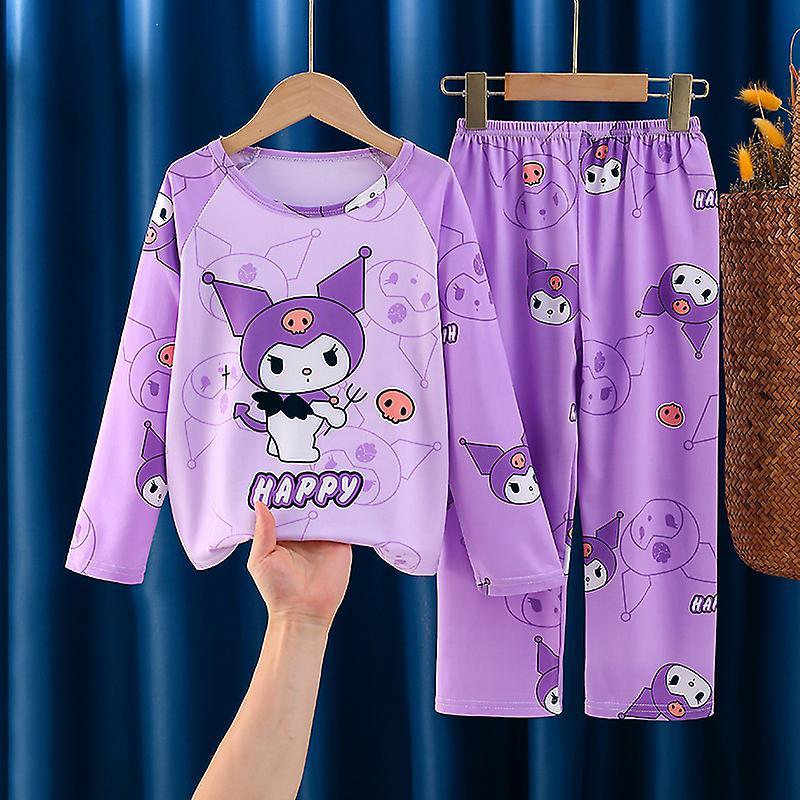 Aionyaaa Autumn Children Milk Silk Pajamas Sets Kawaii Sanrioed Anime Cinnamoroll Kuromi Boys Girls Sleepwear Kids Homewear Clothes 10 18-(145-155cm)