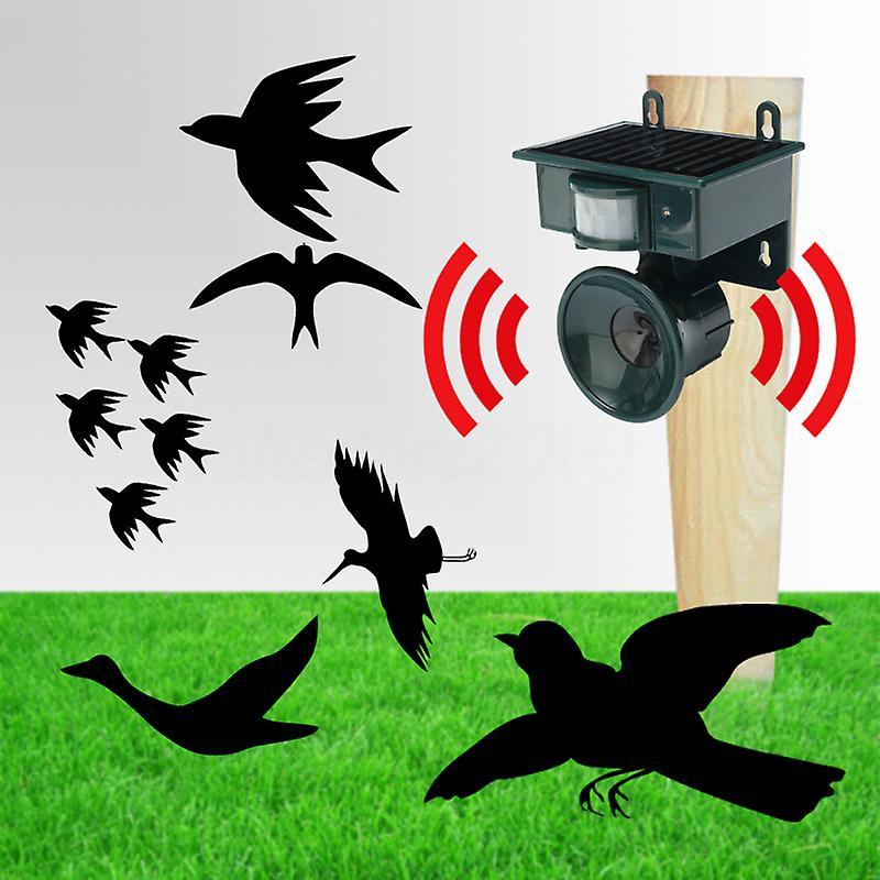 Hiborth Solar Powered Outdoor Ultrasonic Pest Bird Crow Animal Repeller Repellent Scarer