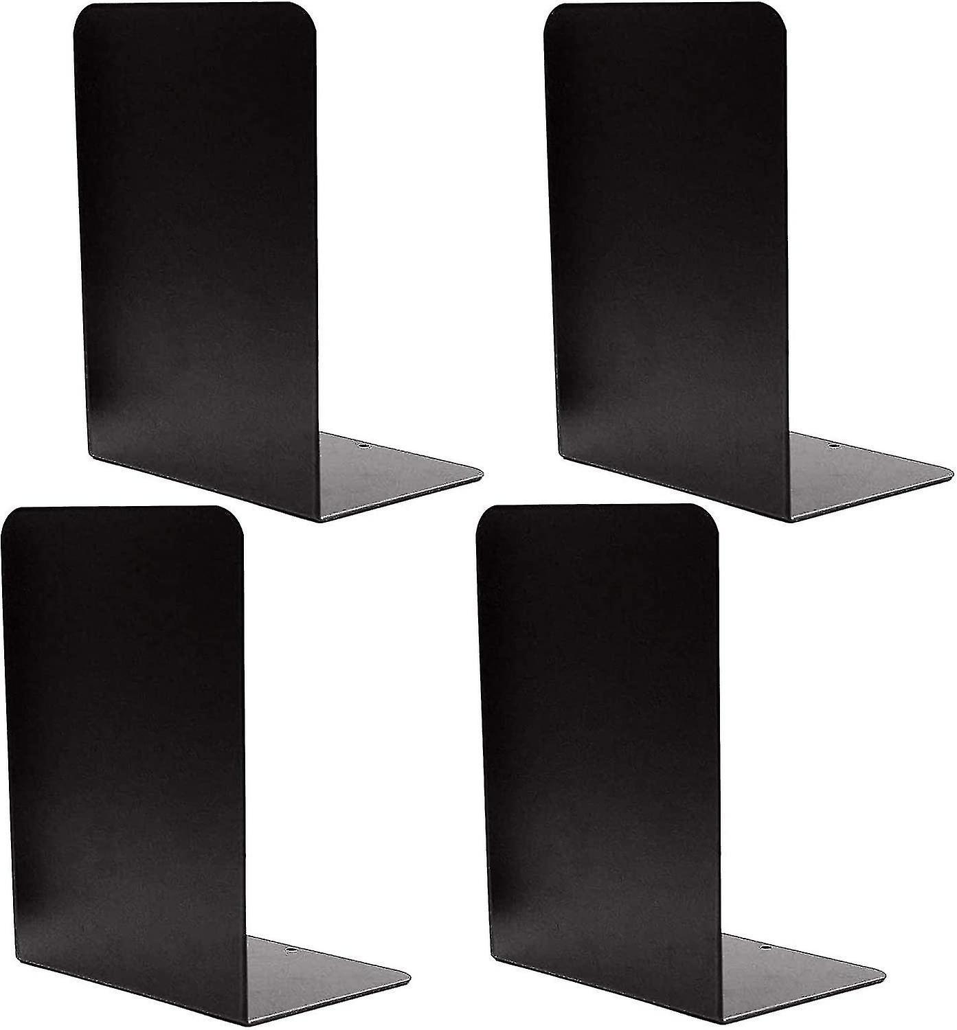 4pcs Heavy Duty Black Decorative Metal Bookends,metal Book Ends Supportwith Non-slip Rubber XiXi