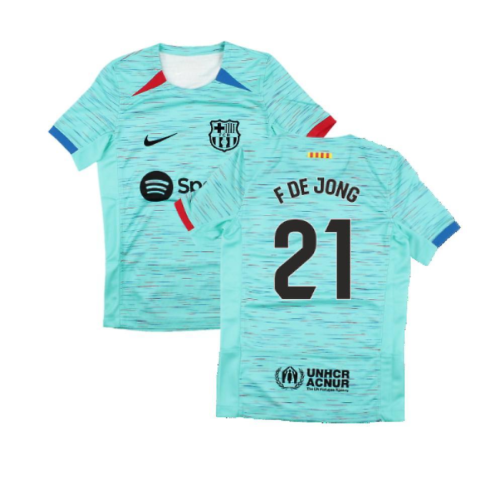 Nike 2023-2024 Barcelona Third Shirt (Kids) (F De Jong 21) Blue LB 30-32 inch Chest (75/81cm)