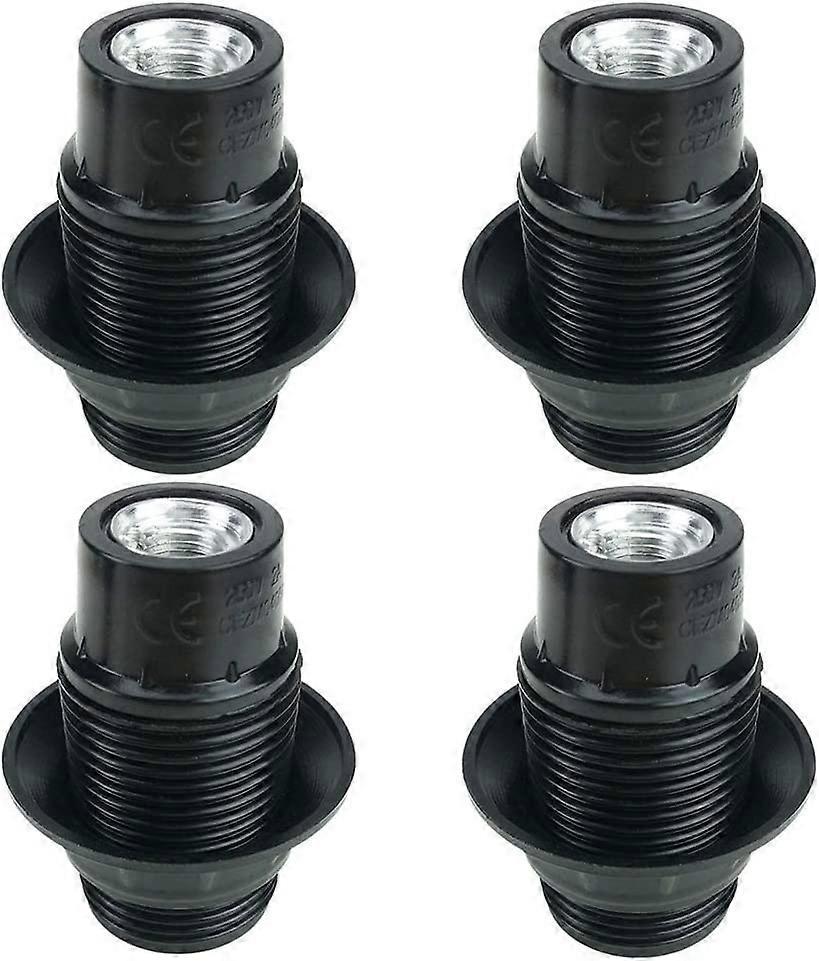 Linkrunning Black E14 Screw, E14 Bulb Holder, 4 Pieces E14 Socket, E14 Socket Light Bulb, Solid Light Bulb Socket, Black Adapter Socket, Lamp Socke..