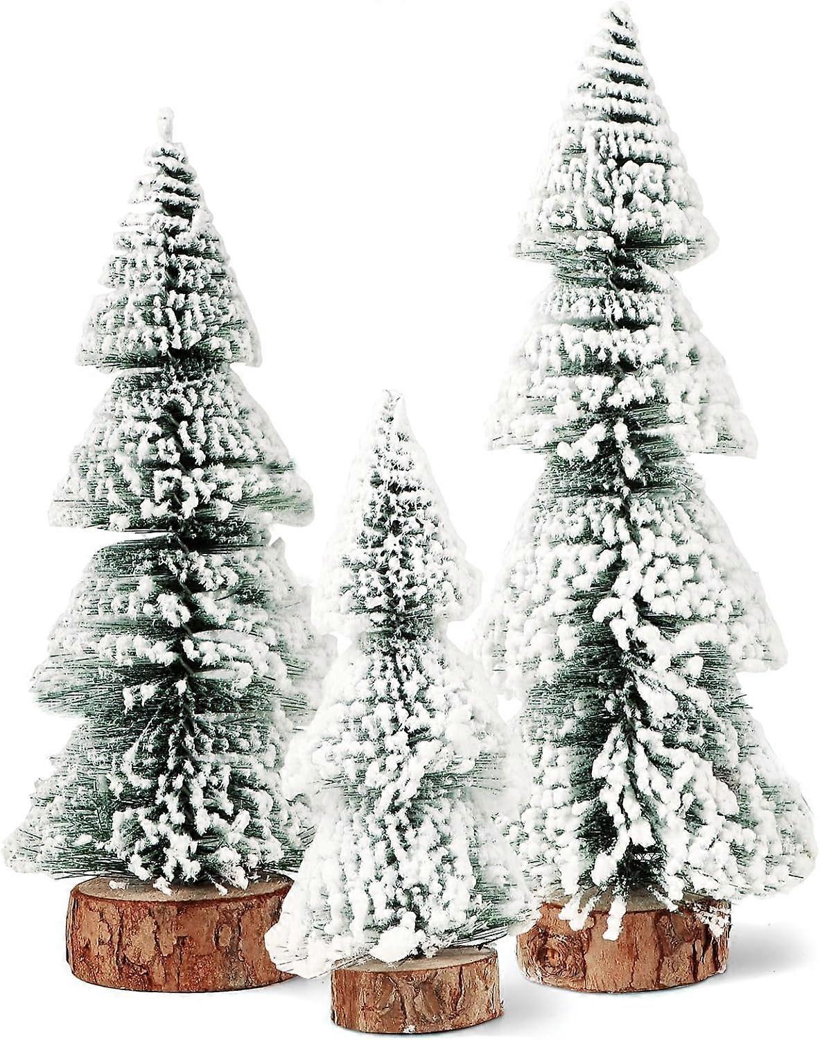 Lertenys 3pcs Mini Christmas Tree White Frosted Artificial Christmas Trees Ornaments Christmas Table Decorations Xmas Tabletop