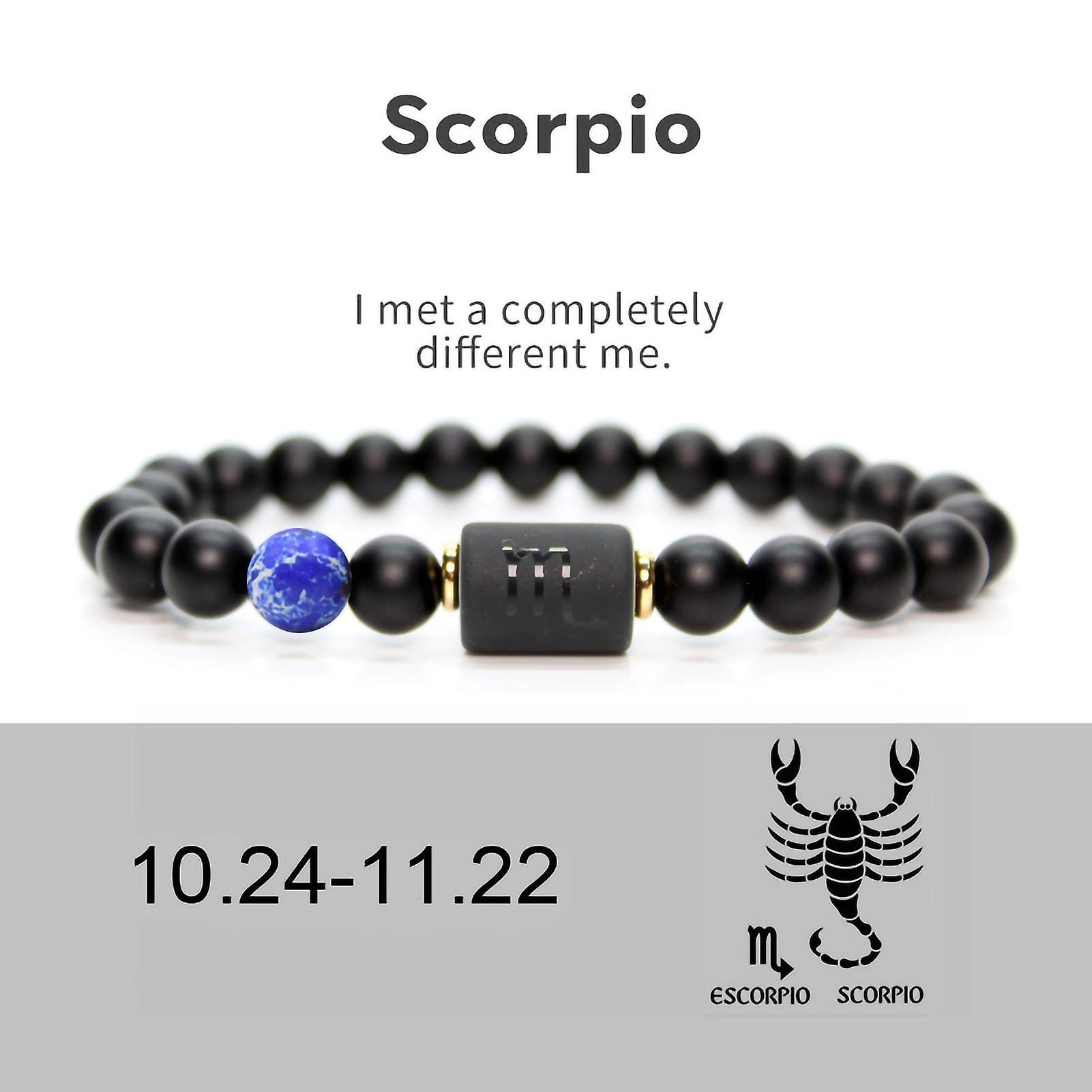 Good Luck Bracelet Scorpio Zodiac Black Bead Stretch Bracelet - Unisex Good Luck Jewelry