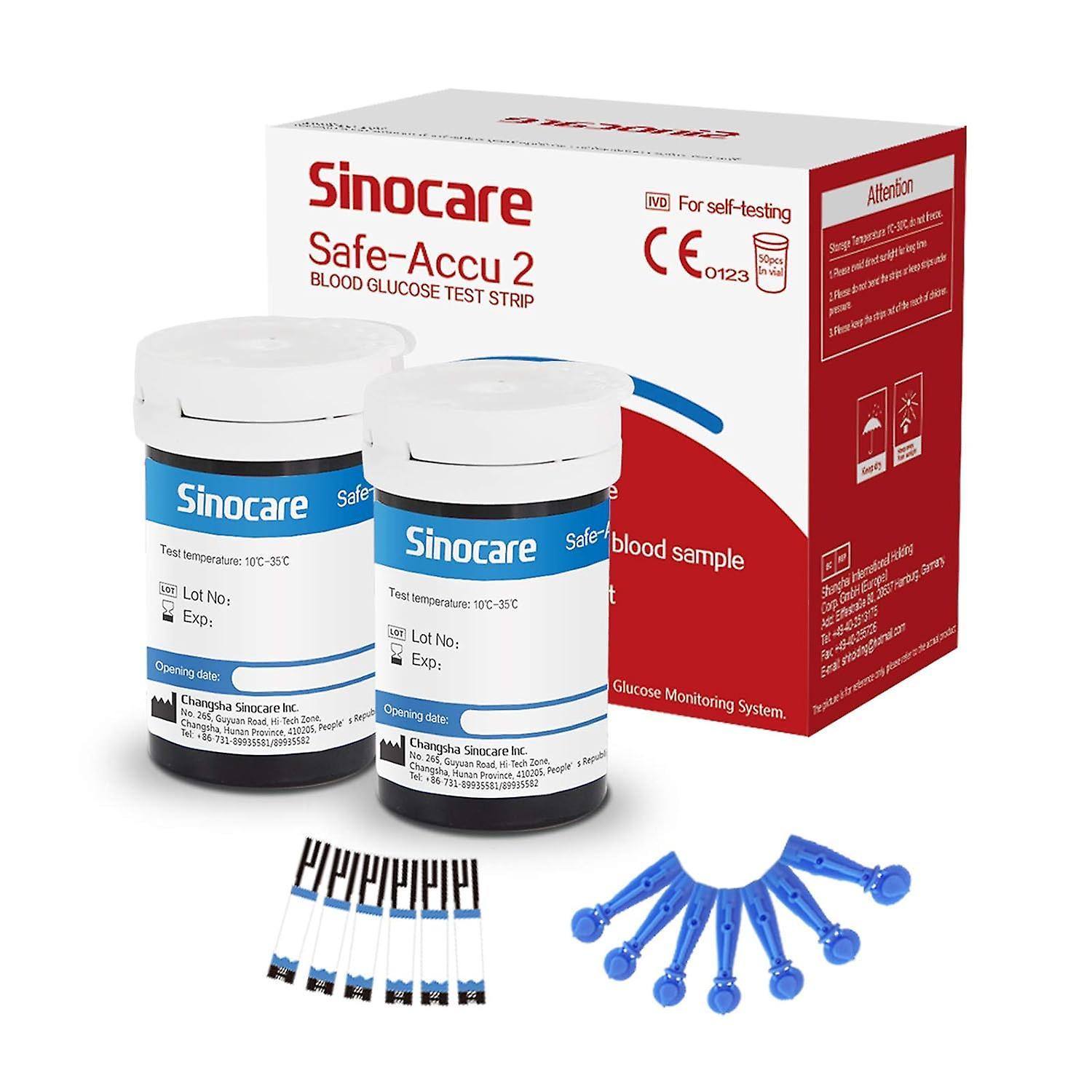 Sinocare Safe ACCU2 Blood Glucose Strips and Lancets 50pcs 50pcs strips