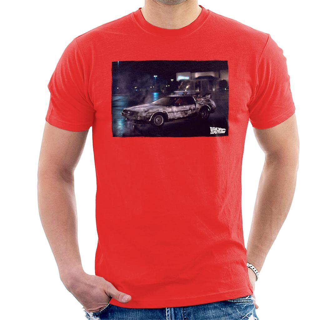 Back to the Future Delorean Cinematic Design Men's T-Shirt Red Small