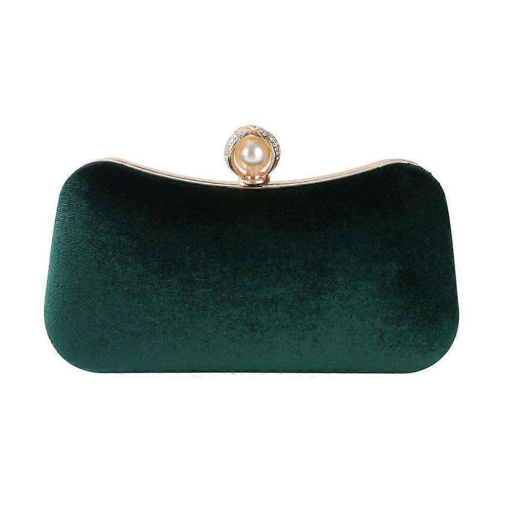 Unbrand Women Evening Shoulder Bag Bridal Velvet Clutch Party Prom Wedding Crossbody Handbag Purse Green