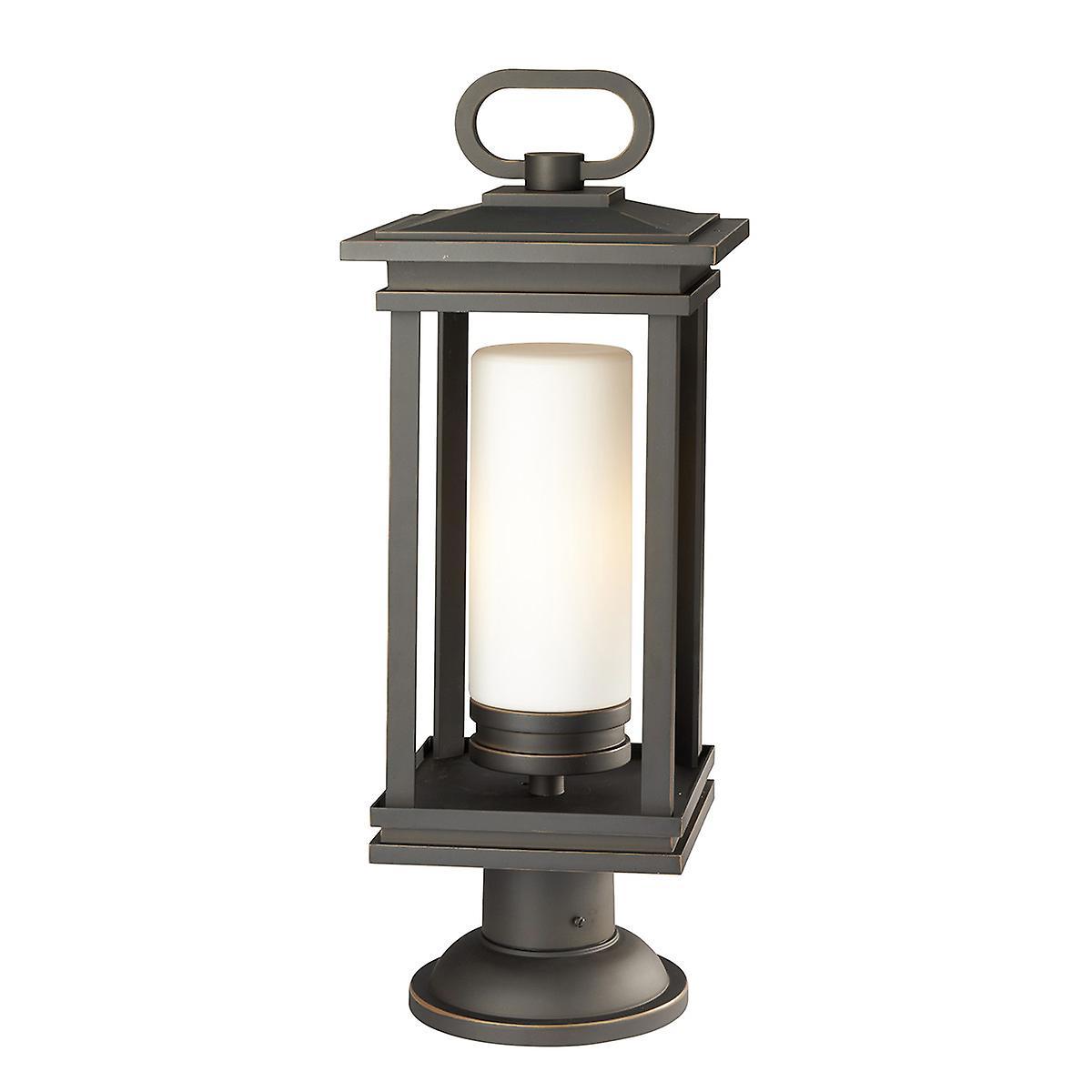 South Hope 1 Light Large Outdoor Pedestal Light Bronze IP44 E27