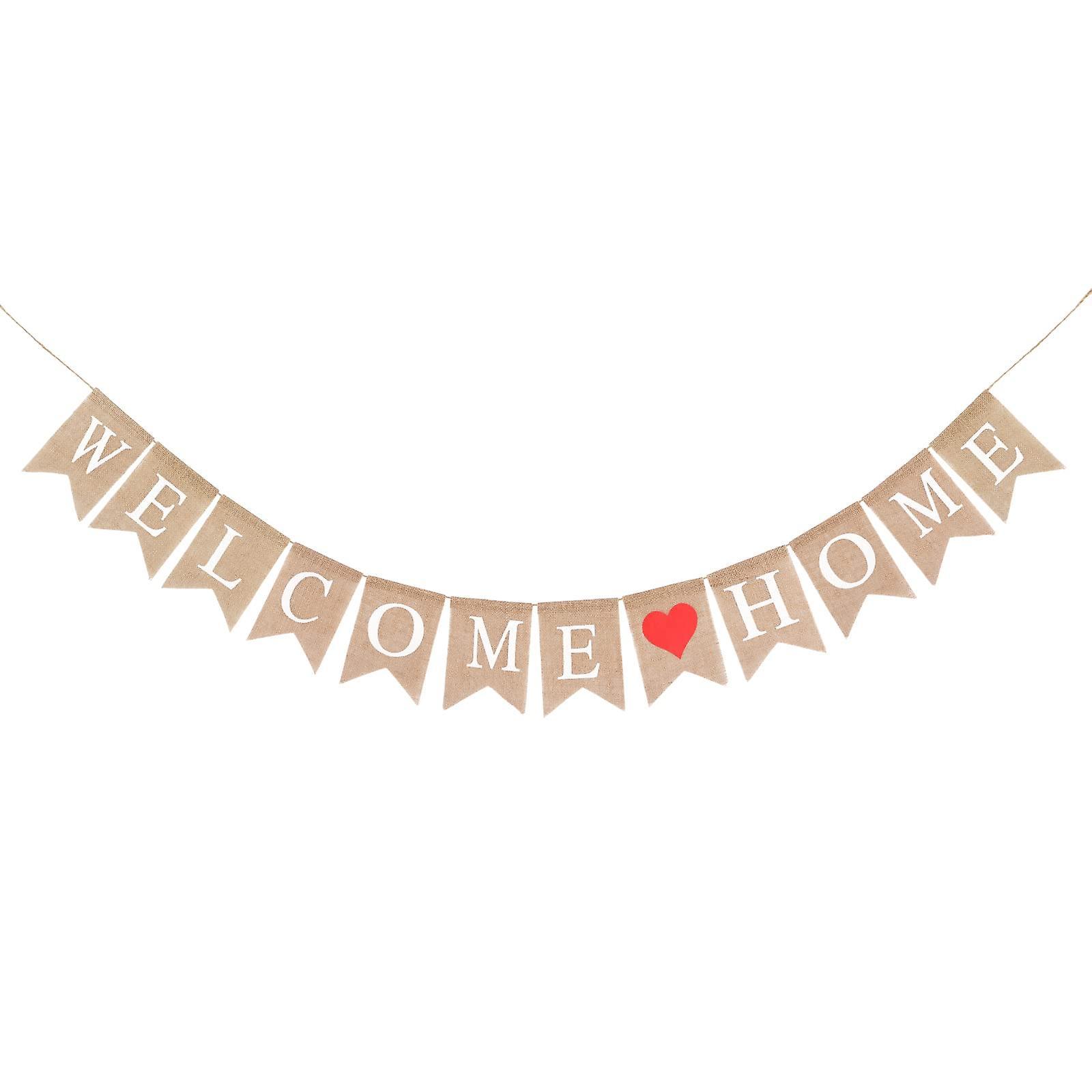 Vonkayi Welcome Home Garland, 2.8 m Welcome Home Banner, Rustic Hessian Bunting, Vintage Welcome Home Decoration