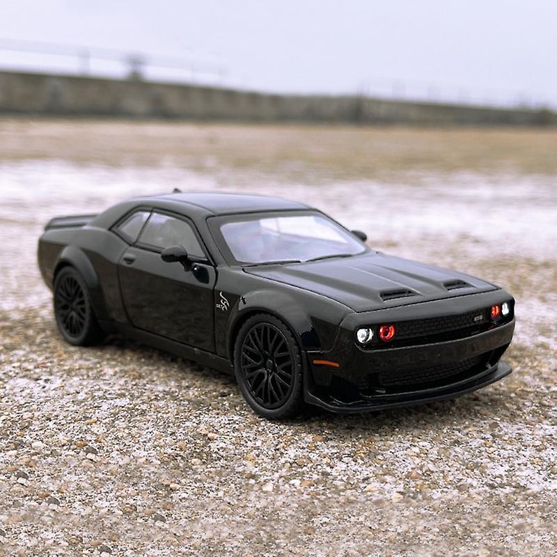 1:32 Alloy Dodge Challenger Srt Musle Car Model Diecasts Metal Sports Car Model Simulation Sound Light Collection Boys Toy Gift Toy Cars black