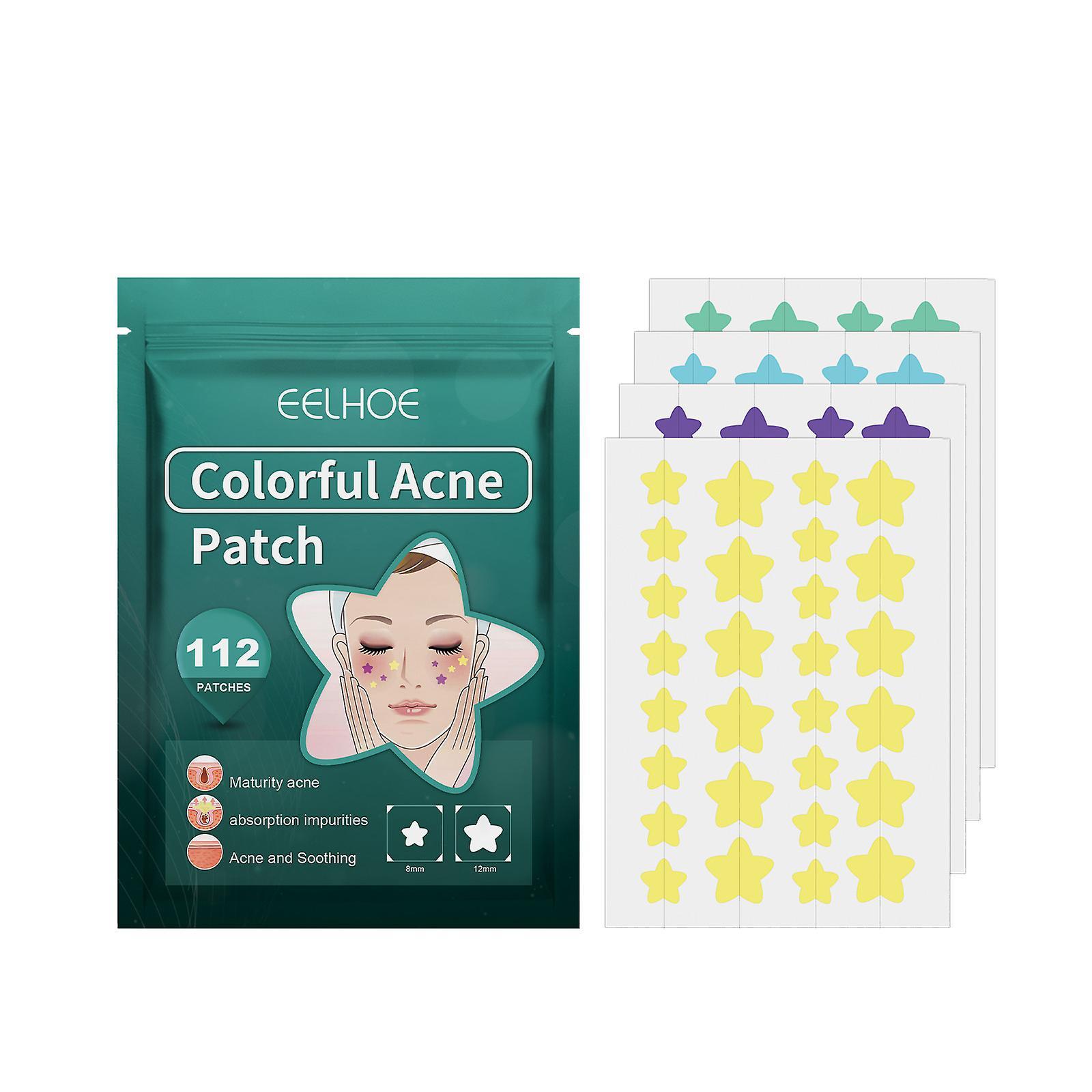 Unbrand Pimple Patch 112 Counts, Invisible Hydrocolloid Patch With TeaTree Oil&Calendula Oil, Yellow&Purple Star-Shaped Spots Healing Patch Zit Pat...