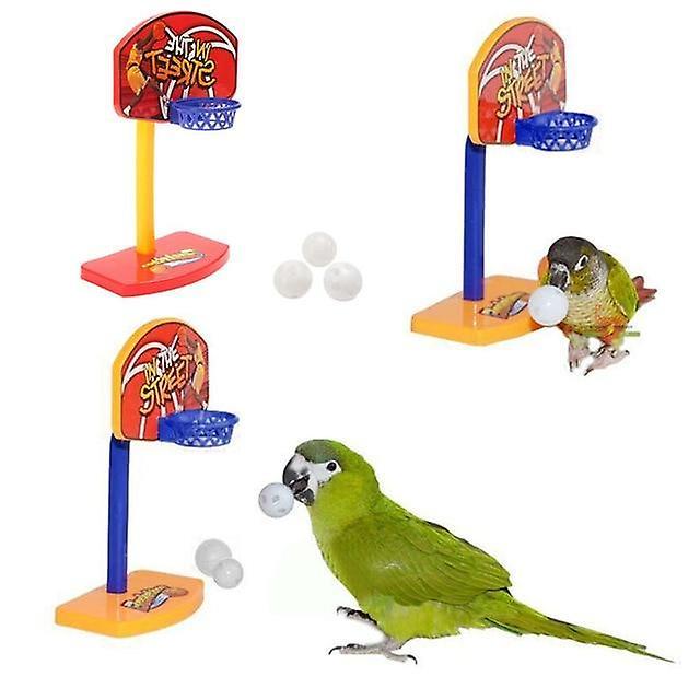 Slowmoose Pet Birds Chew Toy Parakeet Bell Balls Parrot Birdie Basketball Hoop Props Pet Random