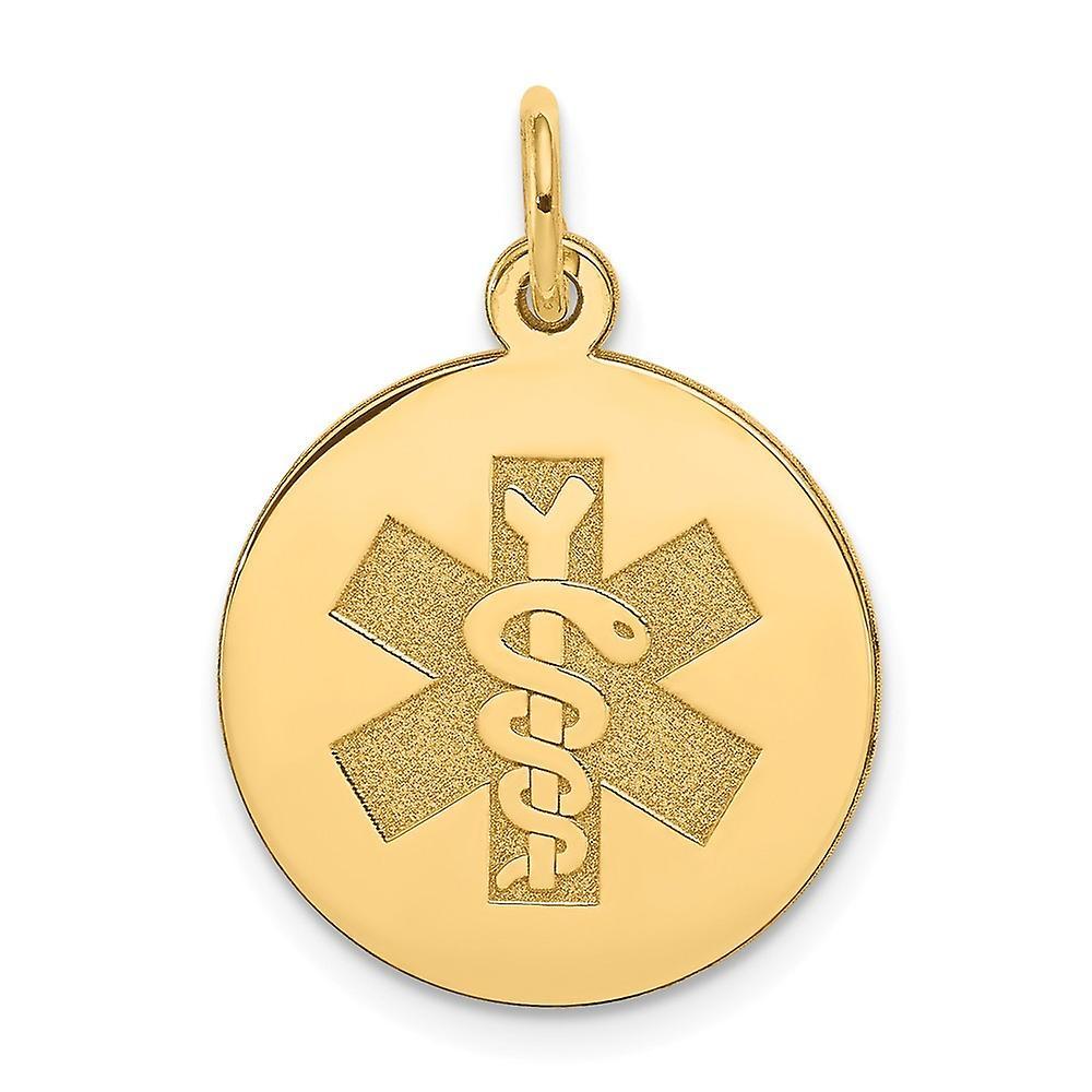 JewelryWeb 14k Yellow Gold Solid Polished Engravable Medical Jewelry Unenameled Pendant Necklace Measures 22x16mm Wide Jewelry for 23.000