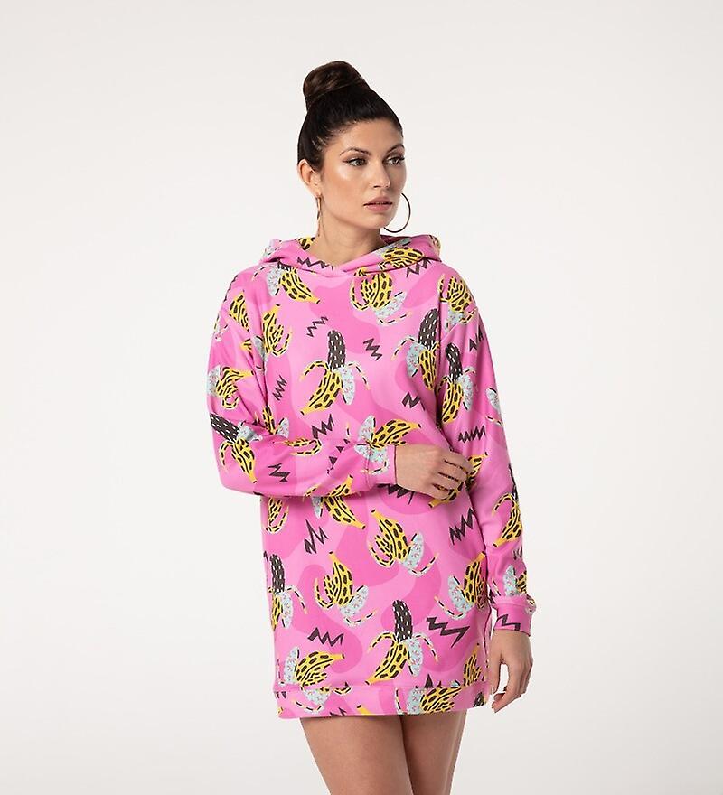 Mr Gugu & Miss Go Mr. Gugu Miss Go Crazy Bananas OVERSIZE HOODIE DRESS pink XS