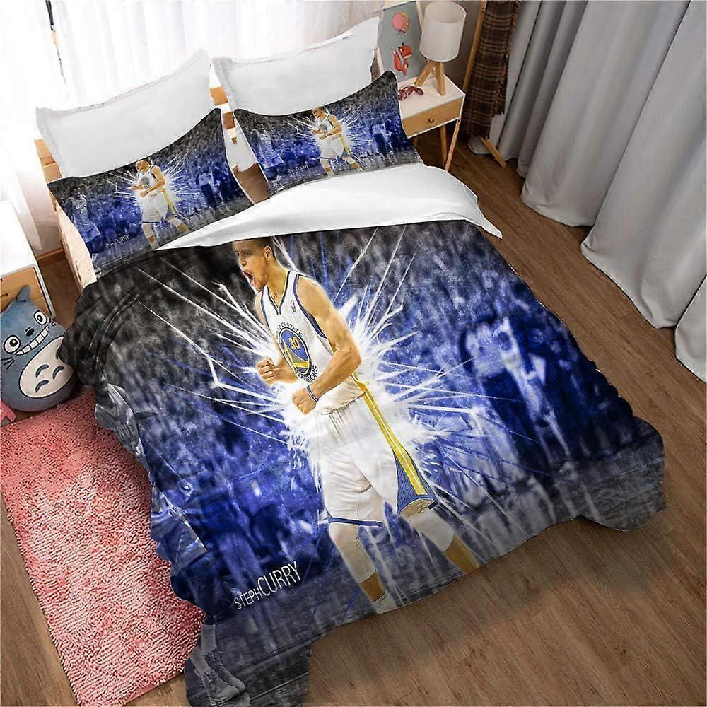 Kerota 2/3 Pieces Basketball Stephen Curry Duvet Cover with Zipper Bedding Set Microfiber Polyester, 200 Thread Count) Single135x200cm