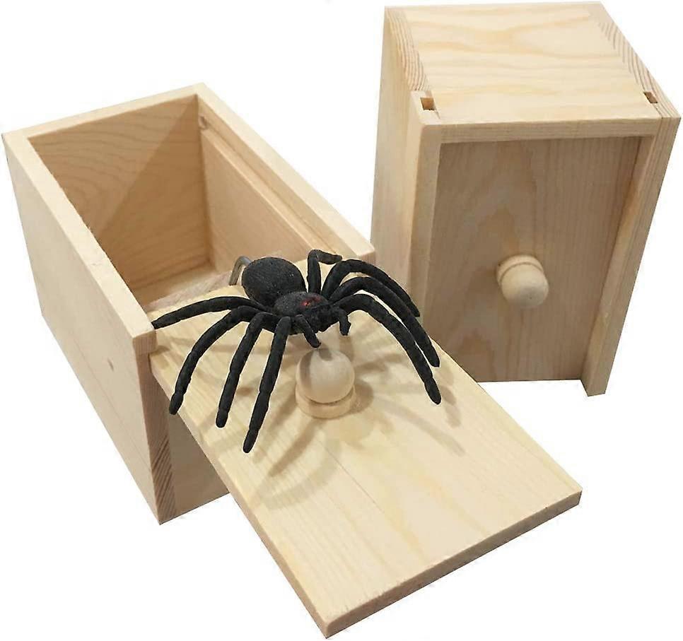 Linkrunning Rubber Spider Prank BoxHandcrafted Wooden Surprise Box Prank, Spider Money Surprise in a Box ,Pranks Stuff Toys for Adults and Kids