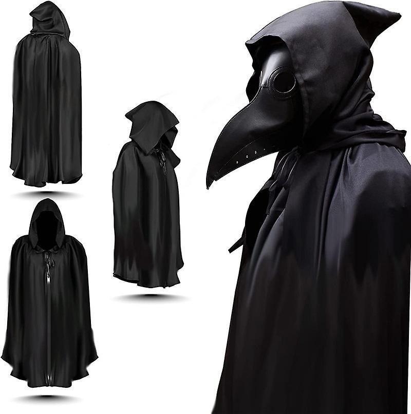 Ilwhe Halloween Plague Doctor Mask Plague Doctor Costume Obito Mask Steampunk Halloween Mask black 100CM