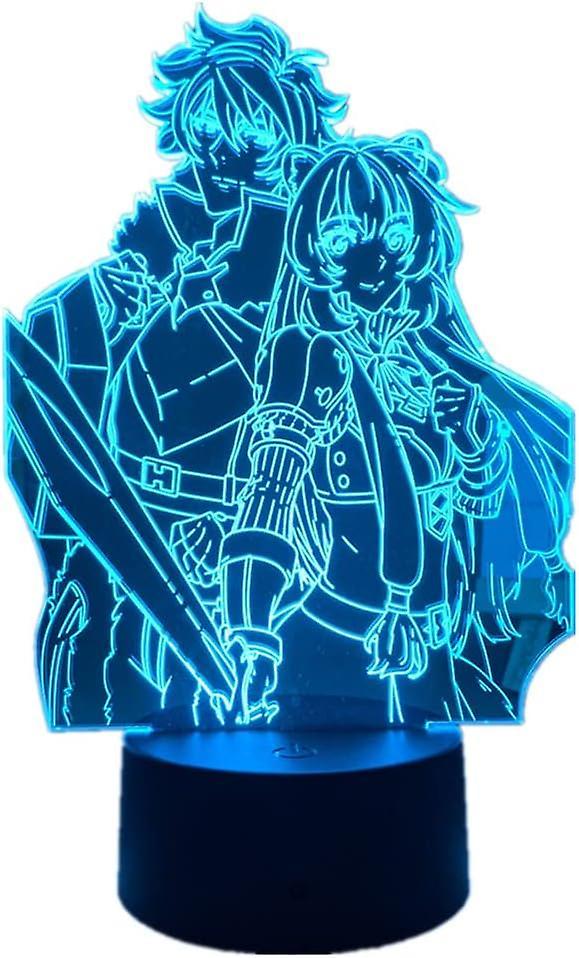 Xcy 3D Anime Lamp The Rising of The Shield Hero Naofumi Iwatani/Raphtalia Figure Led Night Light for Bedroom Decor Manga Nightlight Kids Birthday Gift