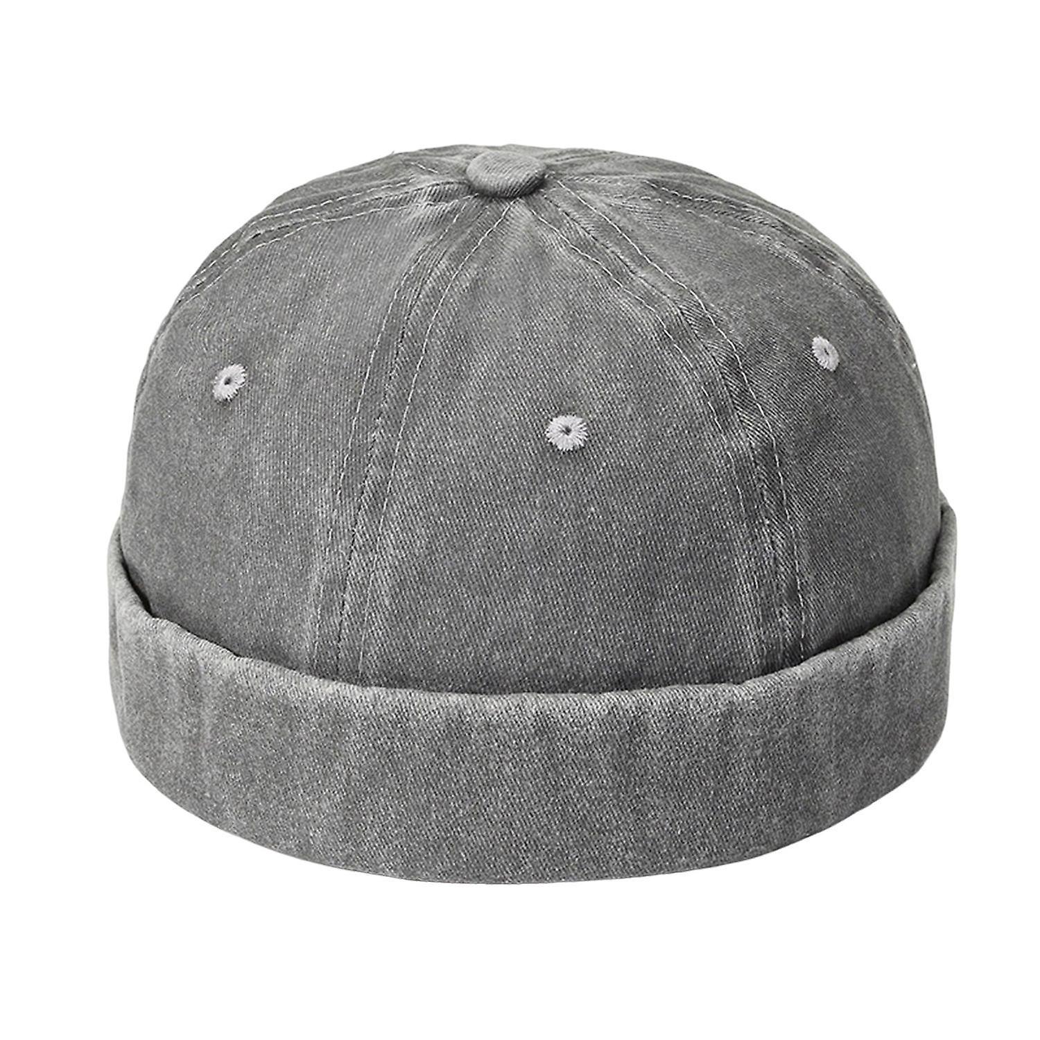 Merryso Docker Hat Solid Color Brimless Decorative Retro Four Seasons Sailor Hat Daily Hat Light grey