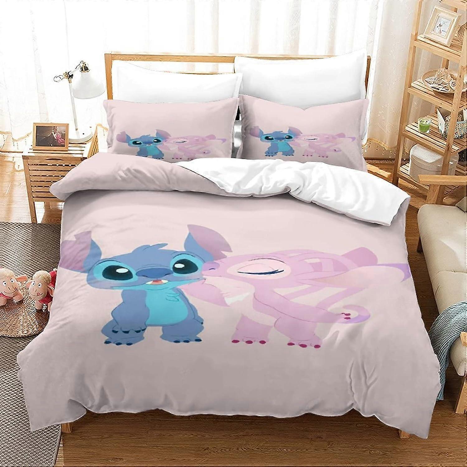 Kerota Stitch Bedding Set with Duvet Cover and Pillowcases, Soft Microfiber with Zipper Closure for Kids and Adults  135*200 CM Double200x200cm