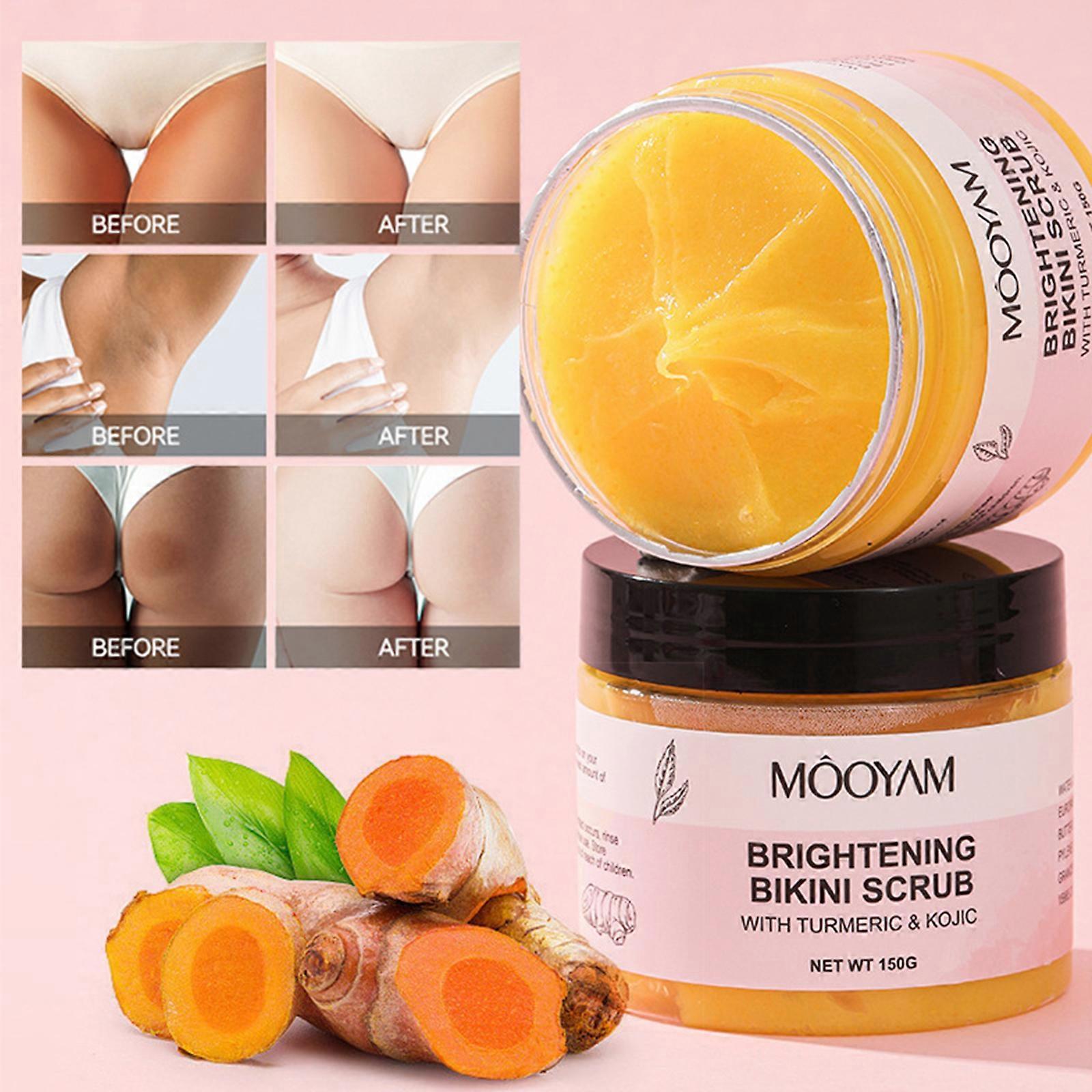 Unbrand Exfoliating Body Scrub, Natural Turmeric Sugar Scrub, Exfoliator Deep Cleansing Skin Brightening Lightening Smoothing Moisturizing for Biki...