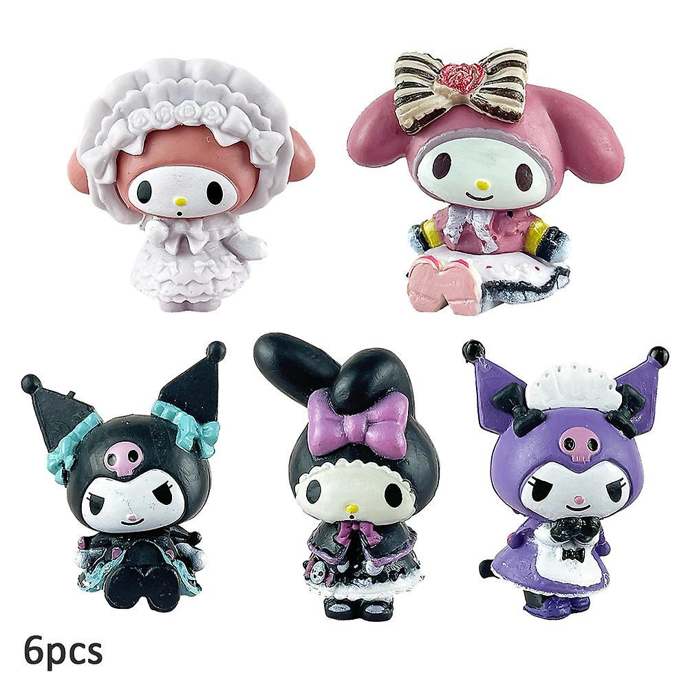 Sevenday 5pcs Mini Sanrio Kuromi My Melody Anime Action Figures, Pvc Model Figure Collection, Cake Topper Decoration Ornament Kids Girls Gifts