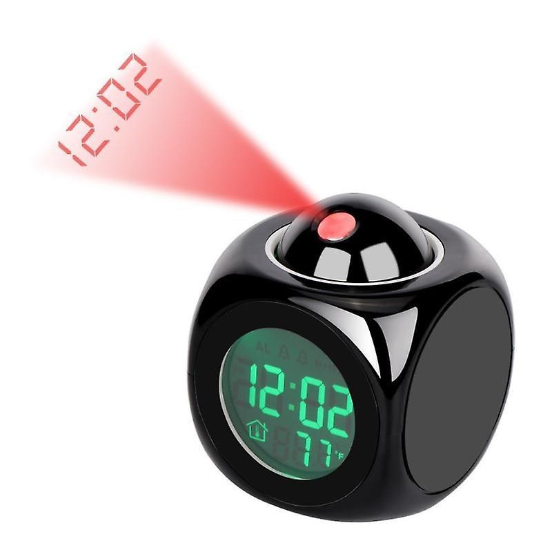 Slowmoose Multifunction Lcd Projection Voice Talking Alarm Clock - Backlight Electronic Black