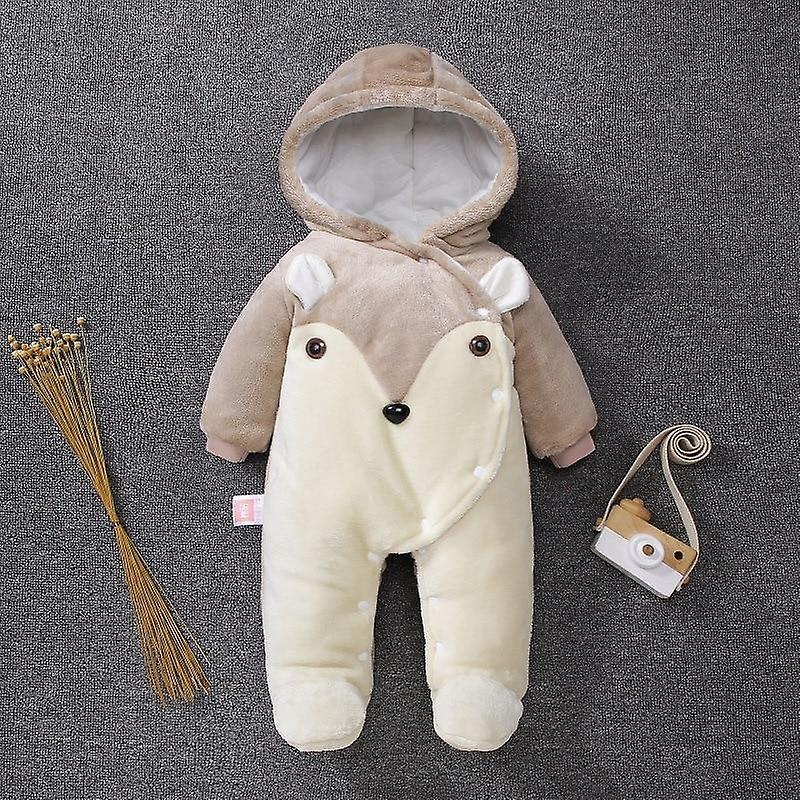 Slowmoose Baby / Cartoon Bear Jumpsuit, Cute Winter Clothing brown-350850 Newborn