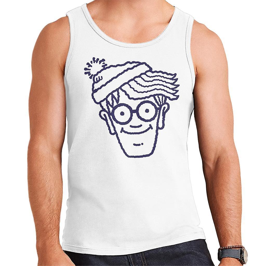 Wheres Wally Where's Wally Blue Outline Men's Vest White Medium