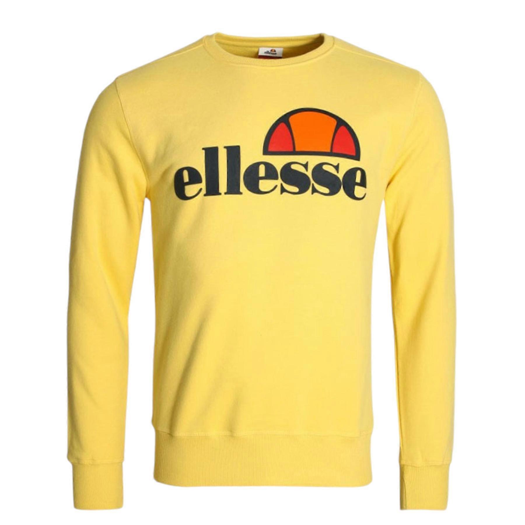 Ellesse Succiso Mens Pullover Sweatshirt Crew Neck Warm Winter Fleece Jumper New Yellow M