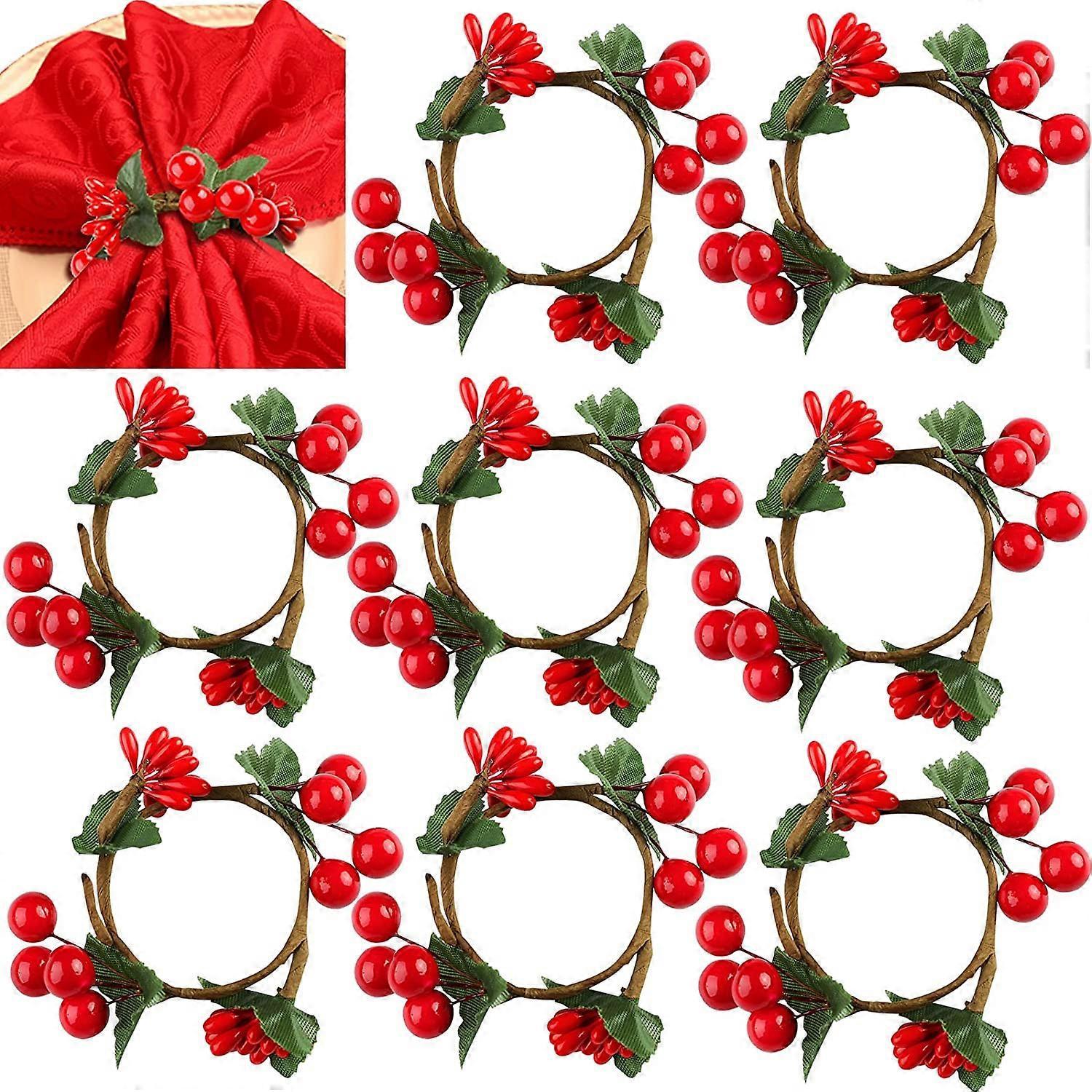 Shindat Christmas Napkin Rings 8 Pieces 4.5cm Christmas Napkin Rings Napkin Loops Decorative Napkin Holder Buckle for Christmas Table Wedding Dinne...