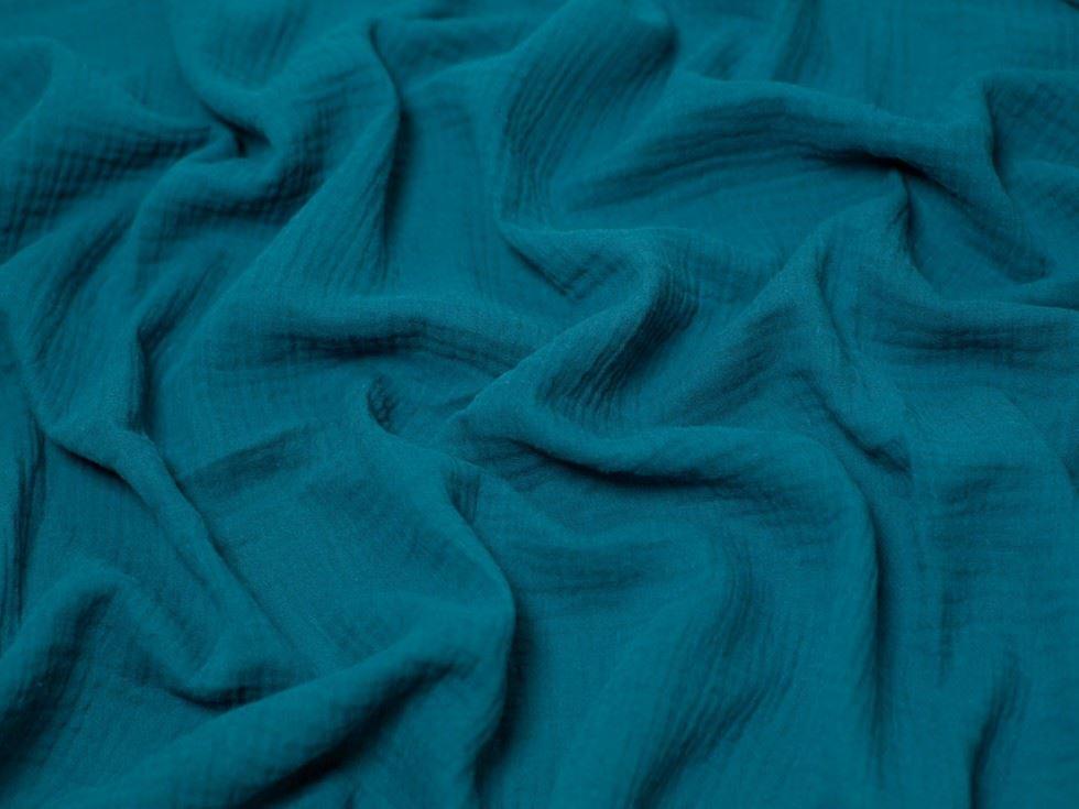 Minerva Core Range Textured Cotton Double Gauze Fabric Teal