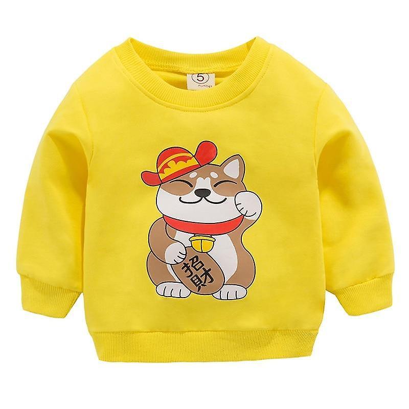 Slowmoose Sweatshirts Autumn & Spring Cartoon Cotton Hoodies yellow cat 24M