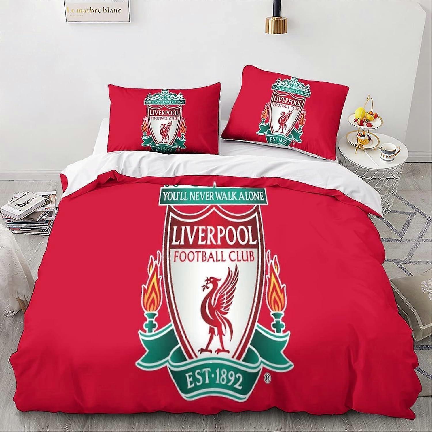 Kerota Liverpool Bedding Set Pieces for Printing Hypoallergenic Microfiber Duvet Cover with Zipper Double Duvet Coversx 135*200 CM Single135x200cm