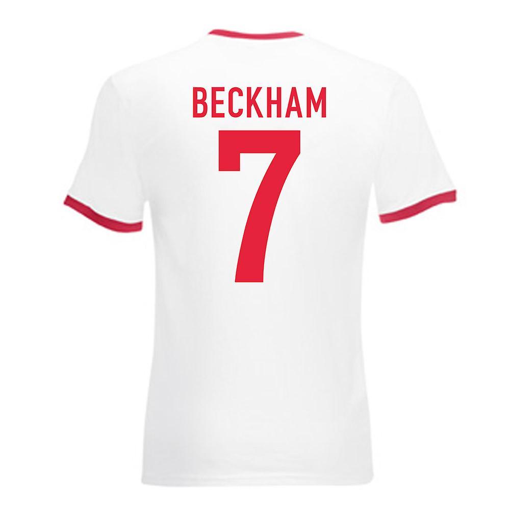 Gildan David Beckham England Ringer Tee (white-red) XXL (50-52 inch)