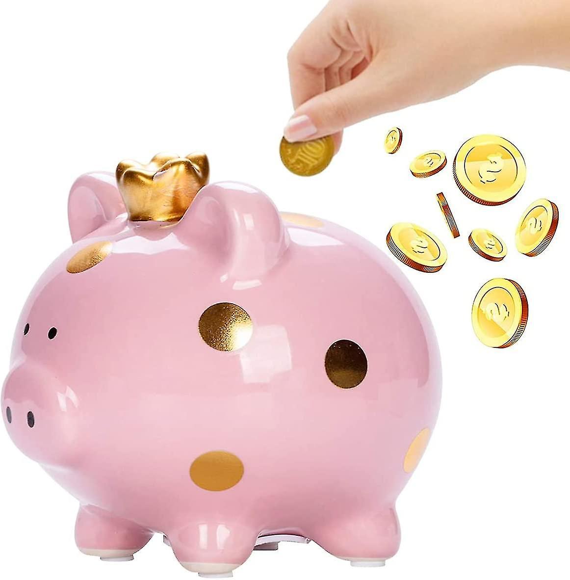 Tianzun Ceramic Crown Piggy Bank Creative Lovely Piggy Bank Small Money Saving Bank Porcelain Decor Coin Box Little Decoration Pig Money Container ...