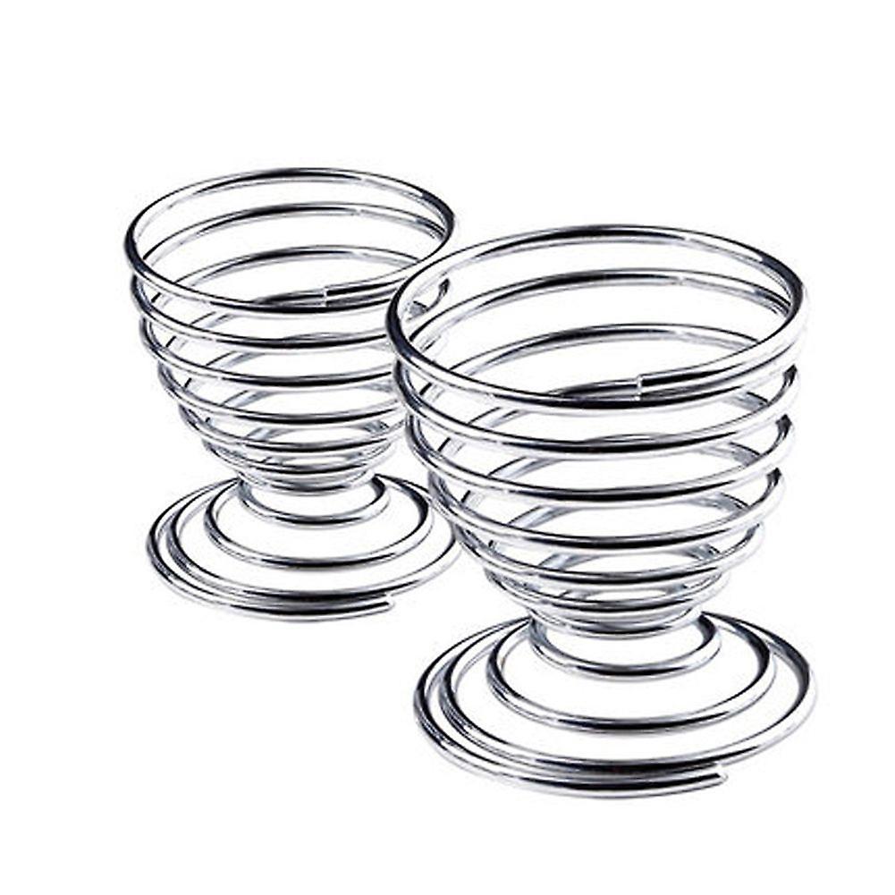 Wharick 2Pcs Metal Spiral Spring Wire Tray Egg Cup Storage Holder Stand Kitchen Tool Silver