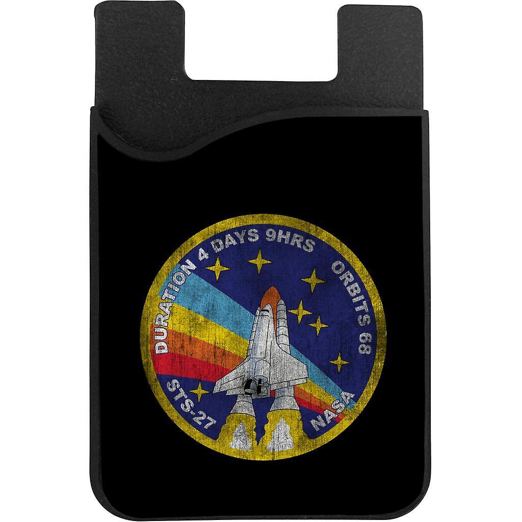 NASA STS 27 Atlantis Mission Badge Distressed Phone Card Holder Black 5.5cm x 8.5cm