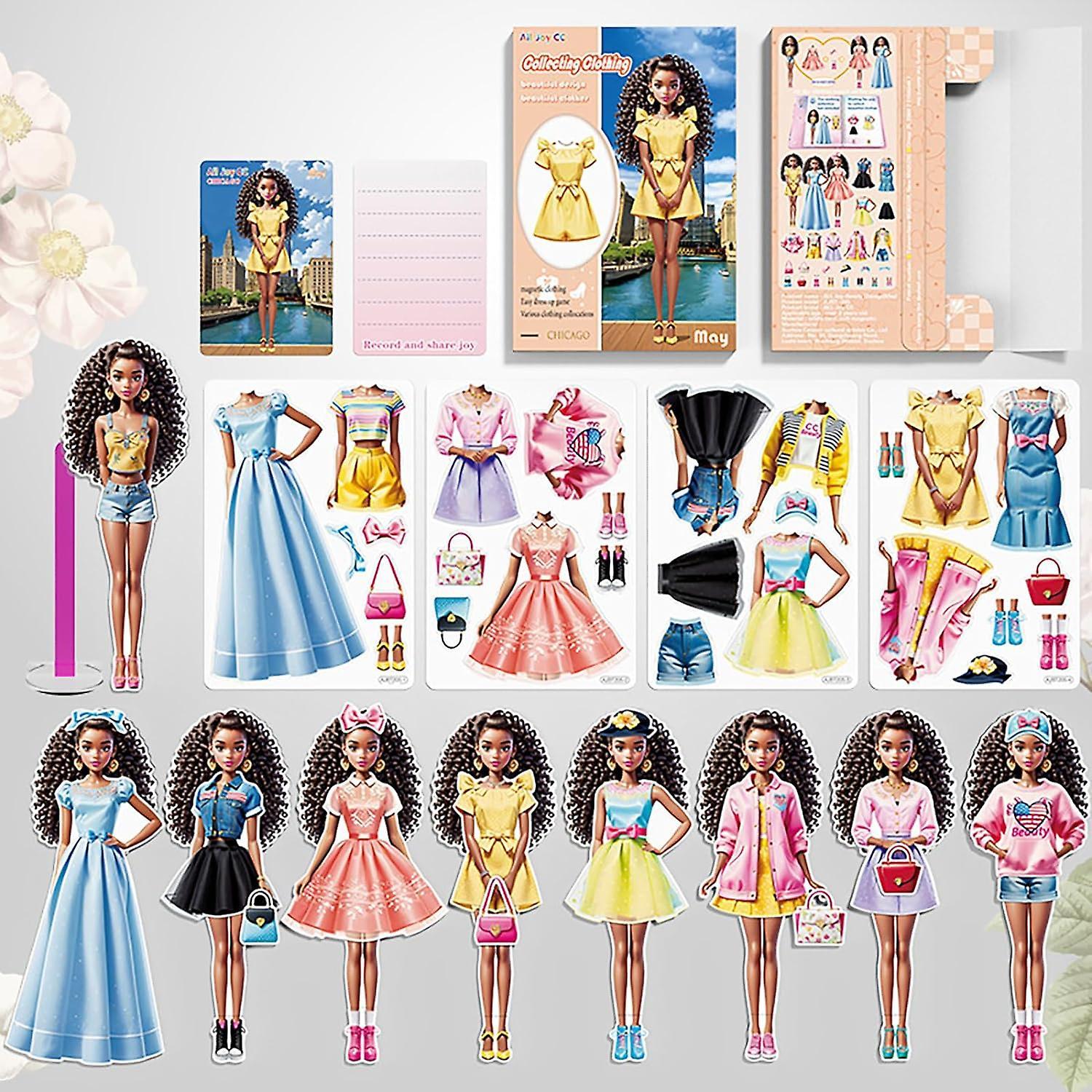 Nspiel Magnetic Dress Up Dolls, Magnetic Dress Up Paper Doll, Dress-Up Dolls Pretend Play Set Puzzles Toys for Girls Ages 4-7 Develop Creativity F