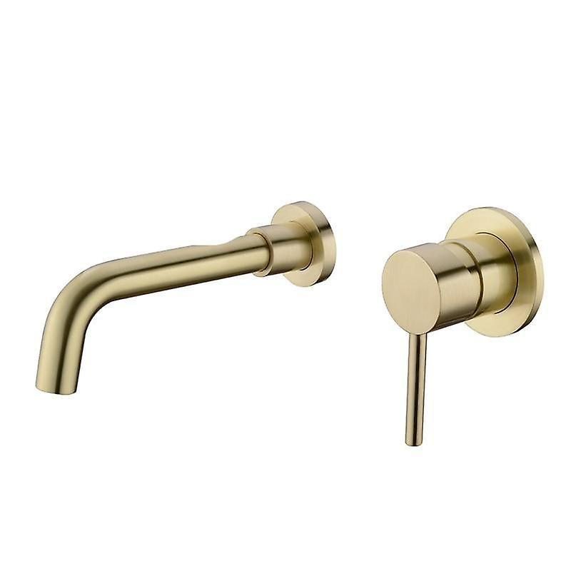 Slowmoose Brass Sink Faucet Tap, Hot Cold Wash Basin Water Mixer Brushed 210MM Brushed Gold