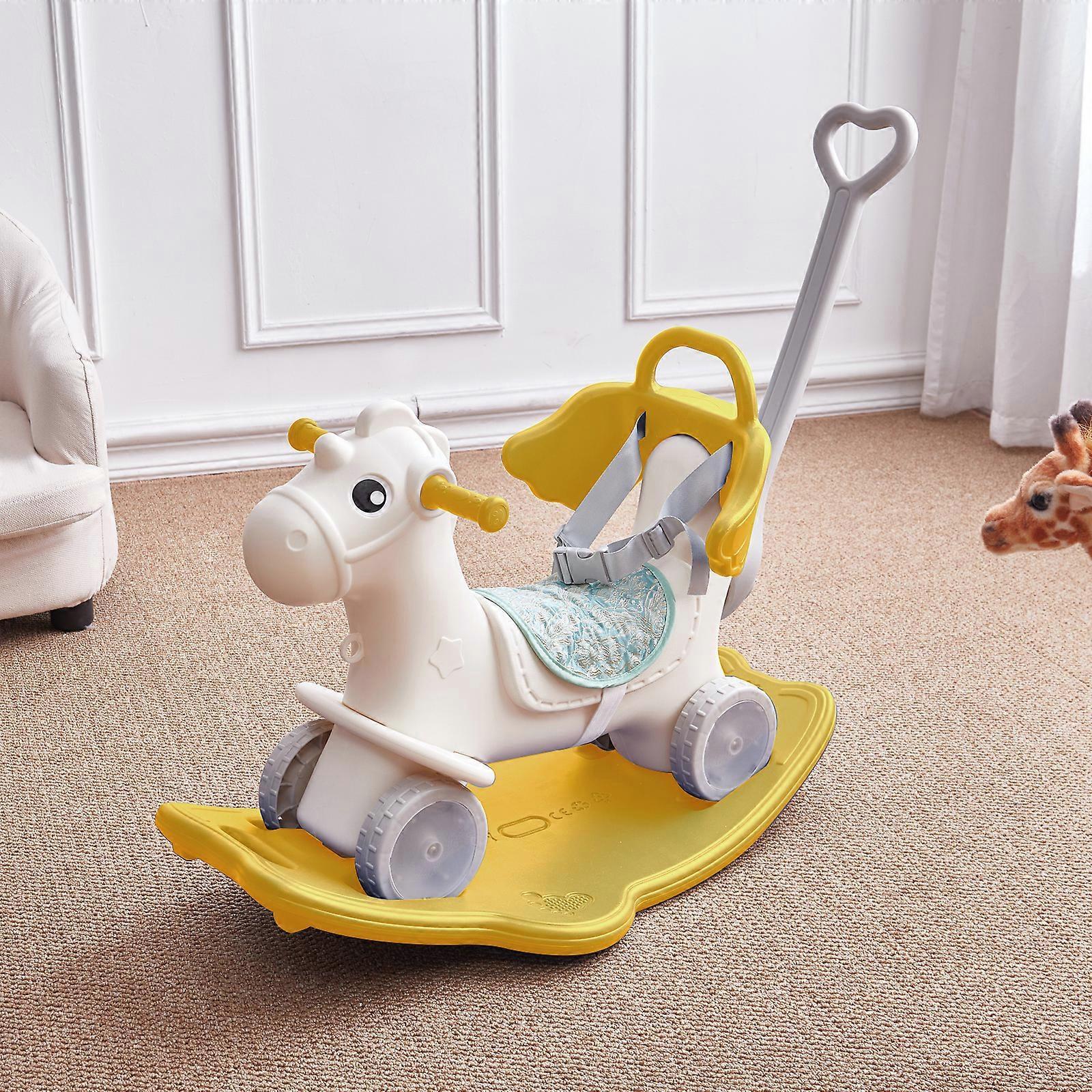 Living And Home 2-in-1 Kids Plastic Rocking Horse Yellow