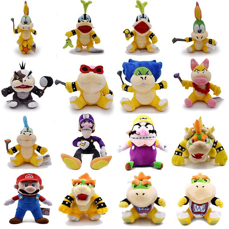 Htclv 25 Styles Bros Plush Game Ice Flower Koopa Troopa Goomba Mario Soft Stuffed Doll Kids Xmas Gift 15CM Sit Lemmy