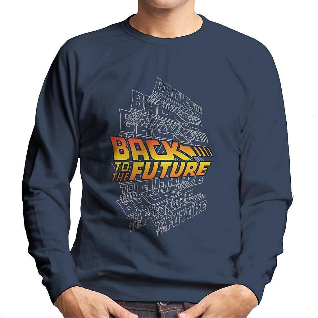 Back to the Future Classic Logo Montage Men's Sweatshirt Navy Blue XX-Large