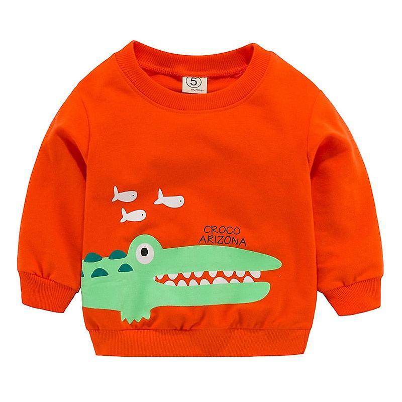 Slowmoose Sweatshirts Autumn & Spring Cartoon Cotton Hoodies orange crocodile 24M