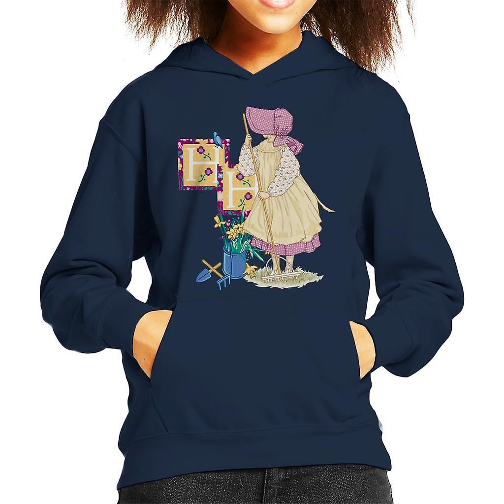 Holly Hobbie Gardening Kid's Hooded Sweatshirt Navy Blue Medium (7-8 yrs)