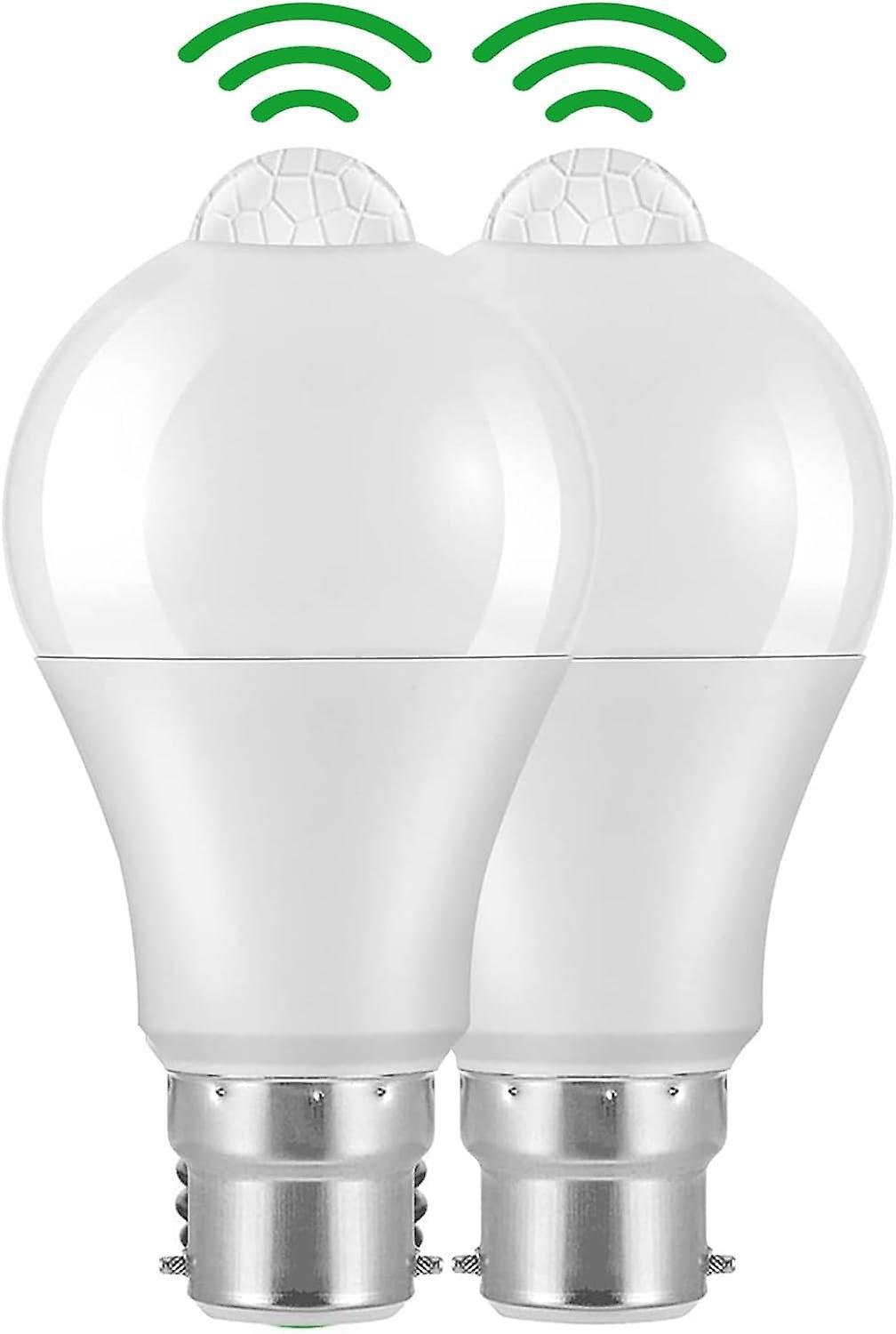 Wenkeay B22 Bayonet LED Motion Sensor Bulb, 12W, 1020lm, Cool White 6000K, CIR > 85, IP42 Waterproof and Energy Saving, Non-Dimmable