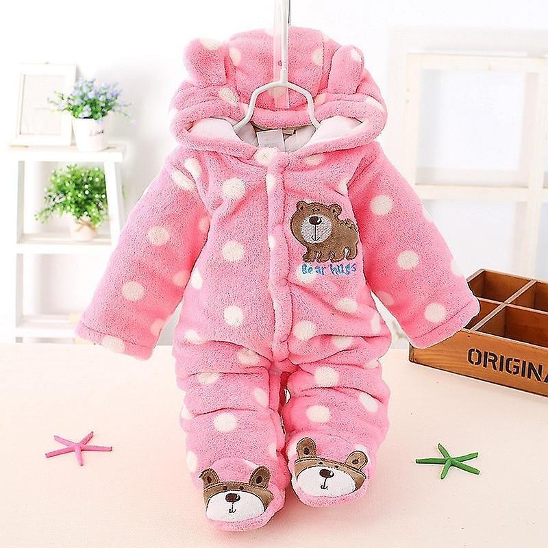 Slowmoose Baby / Cartoon Bear Jumpsuit, Cute Winter Clothing Pink-200001438 Newborn